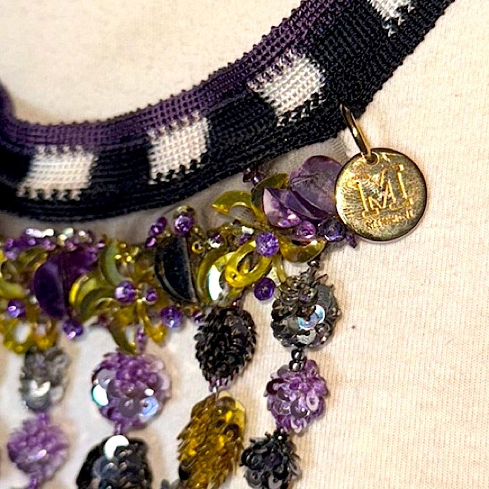 Stunning Missoni Purple and Gold Dangle Necklace - Picture 6 of 11